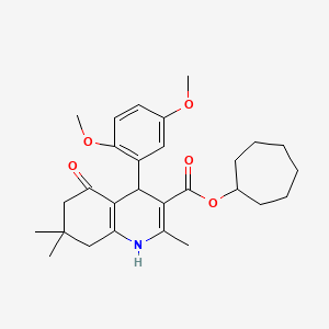 molecular formula C28H37NO5 B3983572 cycloheptyl 4-(2,5-dimethoxyphenyl)-2,7,7-trimethyl-5-oxo-1,4,5,6,7,8-hexahydro-3-quinolinecarboxylate 