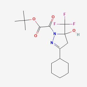 molecular formula C16H23F3N2O4 B3983586 tert-butyl [3-cyclohexyl-5-hydroxy-5-(trifluoromethyl)-4,5-dihydro-1H-pyrazol-1-yl](oxo)acetate 