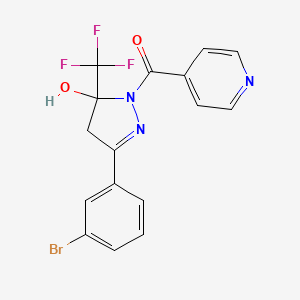 molecular formula C16H11BrF3N3O2 B3983633 3-(3-bromophenyl)-1-isonicotinoyl-5-(trifluoromethyl)-4,5-dihydro-1H-pyrazol-5-ol 