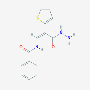 molecular formula C14H13N3O2S B398371 N-[3-hydrazino-3-oxo-2-(2-thienyl)-1-propenyl]benzamide 