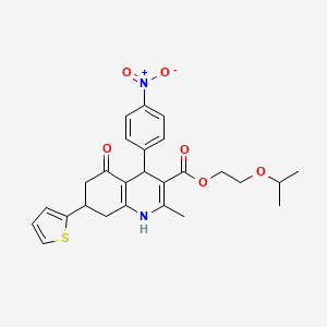 molecular formula C26H28N2O6S B3983715 2-isopropoxyethyl 2-methyl-4-(4-nitrophenyl)-5-oxo-7-(2-thienyl)-1,4,5,6,7,8-hexahydro-3-quinolinecarboxylate CAS No. 433247-80-4