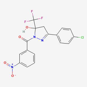 3-(4-chlorophenyl)-1-(3-nitrobenzoyl)-5-(trifluoromethyl)-4,5-dihydro-1H-pyrazol-5-ol