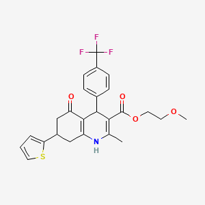 molecular formula C25H24F3NO4S B3983770 2-methoxyethyl 2-methyl-5-oxo-7-(2-thienyl)-4-[4-(trifluoromethyl)phenyl]-1,4,5,6,7,8-hexahydro-3-quinolinecarboxylate 