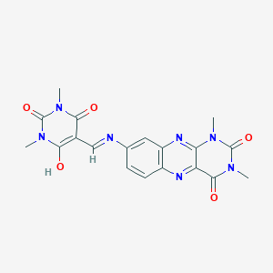 molecular formula C19H17N7O5 B398378 5-{[(1,3-dimethyl-2,4-dioxo-1,2,3,4-tetrahydrobenzo[g]pteridin-8-yl)amino]methylene}-1,3-dimethyl-2,4,6(1H,3H,5H)-pyrimidinetrione CAS No. 352345-34-7