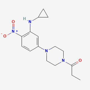 molecular formula C16H22N4O3 B3983784 1-{4-[3-(Cyclopropylamino)-4-nitrophenyl]piperazin-1-yl}propan-1-one 