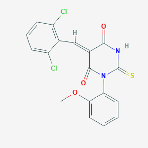 molecular formula C18H12Cl2N2O3S B398379 5-(2,6-dichlorobenzylidene)-1-(2-methoxyphenyl)-2-thioxodihydro-4,6(1H,5H)-pyrimidinedione 