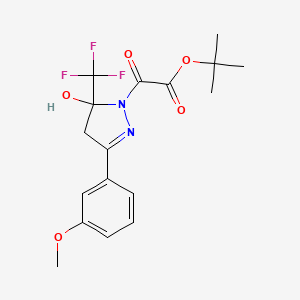 molecular formula C17H19F3N2O5 B3983797 tert-butyl [5-hydroxy-3-(3-methoxyphenyl)-5-(trifluoromethyl)-4,5-dihydro-1H-pyrazol-1-yl](oxo)acetate 