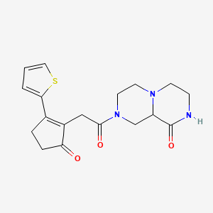 molecular formula C18H21N3O3S B3983804 8-{[5-oxo-2-(2-thienyl)cyclopent-1-en-1-yl]acetyl}hexahydro-2H-pyrazino[1,2-a]pyrazin-1(6H)-one 