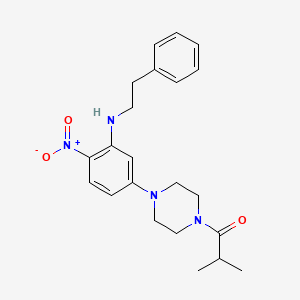 molecular formula C22H28N4O3 B3983810 5-(4-isobutyryl-1-piperazinyl)-2-nitro-N-(2-phenylethyl)aniline 