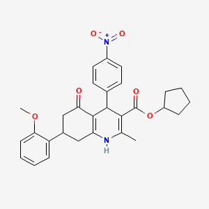 cyclopentyl 7-(2-methoxyphenyl)-2-methyl-4-(4-nitrophenyl)-5-oxo-1,4,5,6,7,8-hexahydro-3-quinolinecarboxylate