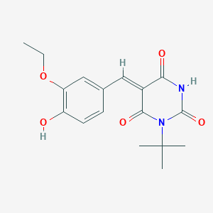 molecular formula C17H20N2O5 B398384 1-tert-butyl-5-(3-ethoxy-4-hydroxybenzylidene)-2,4,6(1H,3H,5H)-pyrimidinetrione 