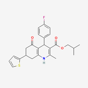 molecular formula C25H26FNO3S B3983849 isobutyl 4-(4-fluorophenyl)-2-methyl-5-oxo-7-(2-thienyl)-1,4,5,6,7,8-hexahydro-3-quinolinecarboxylate 