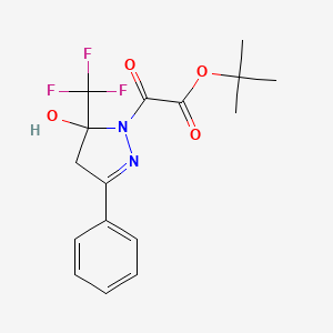 molecular formula C16H17F3N2O4 B3983857 tert-butyl 2-[5-hydroxy-3-phenyl-5-(trifluoromethyl)-4H-pyrazol-1-yl]-2-oxoacetate 