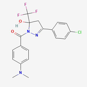 3-(4-chlorophenyl)-1-[4-(dimethylamino)benzoyl]-5-(trifluoromethyl)-4,5-dihydro-1H-pyrazol-5-ol