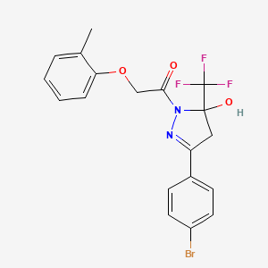 3-(4-bromophenyl)-1-[(2-methylphenoxy)acetyl]-5-(trifluoromethyl)-4,5-dihydro-1H-pyrazol-5-ol