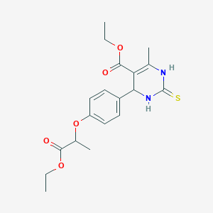 molecular formula C19H24N2O5S B3983891 ethyl 4-[4-(1-ethoxy-1-oxopropan-2-yl)oxyphenyl]-6-methyl-2-sulfanylidene-3,4-dihydro-1H-pyrimidine-5-carboxylate 