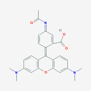 molecular formula C26H25N3O4 B039839 3-Acetylimino-6-[3,6-bis(dimethylamino)xanthen-9-ylidene]cyclohexa-1,4-diene-1-carboxylic acid CAS No. 124985-63-3