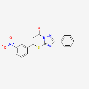 molecular formula C18H14N4O3S B3983934 2-(4-METHYLPHENYL)-5-(3-NITROPHENYL)-5H,6H,7H-[1,2,4]TRIAZOLO[3,2-B][1,3]THIAZIN-7-ONE 