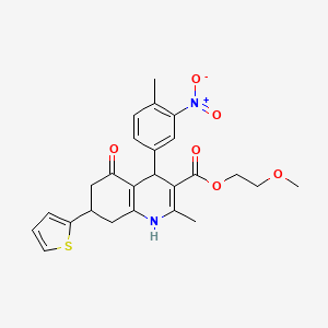 2-Methoxyethyl 2-methyl-4-(4-methyl-3-nitrophenyl)-5-oxo-7-(thiophen-2-yl)-1,4,5,6,7,8-hexahydroquinoline-3-carboxylate