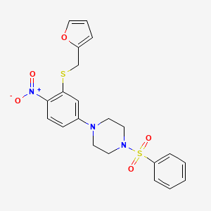 1-{3-[(2-furylmethyl)thio]-4-nitrophenyl}-4-(phenylsulfonyl)piperazine