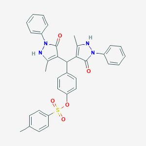 molecular formula C34H30N4O5S B398410 4-[bis(5-hydroxy-3-methyl-1-phenyl-1H-pyrazol-4-yl)methyl]phenyl 4-methylbenzenesulfonate 
