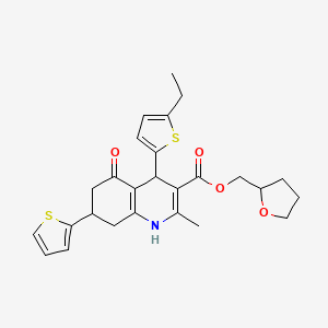 Tetrahydrofuran-2-ylmethyl 4-(5-ethylthiophen-2-yl)-2-methyl-5-oxo-7-(thiophen-2-yl)-1,4,5,6,7,8-hexahydroquinoline-3-carboxylate