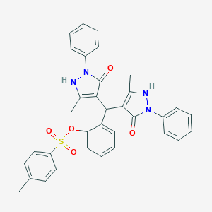 molecular formula C34H30N4O5S B398415 2-[bis(5-hydroxy-3-methyl-1-phenyl-1H-pyrazol-4-yl)methyl]phenyl 4-methylbenzenesulfonate 