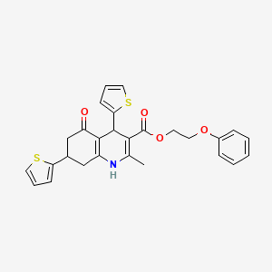 2-Phenoxyethyl 2-methyl-5-oxo-4,7-di(thiophen-2-yl)-1,4,5,6,7,8-hexahydroquinoline-3-carboxylate