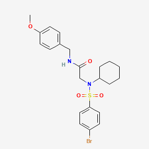 molecular formula C22H27BrN2O4S B3984180 N~2~-[(4-bromophenyl)sulfonyl]-N~2~-cyclohexyl-N~1~-(4-methoxybenzyl)glycinamide 