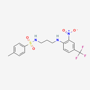 molecular formula C17H18F3N3O4S B3984215 4-METHYL-N-(3-{[2-NITRO-4-(TRIFLUOROMETHYL)PHENYL]AMINO}PROPYL)BENZENE-1-SULFONAMIDE 