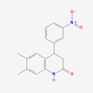 molecular formula C17H16N2O3 B3984229 6,7-dimethyl-4-(3-nitrophenyl)-3,4-dihydro-2(1H)-quinolinone 