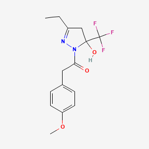 3-ethyl-1-[(4-methoxyphenyl)acetyl]-5-(trifluoromethyl)-4,5-dihydro-1H-pyrazol-5-ol