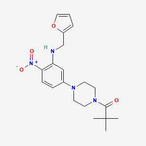 1-(4-{3-[(2-FURYLMETHYL)AMINO]-4-NITROPHENYL}PIPERAZINO)-2,2-DIMETHYL-1-PROPANONE