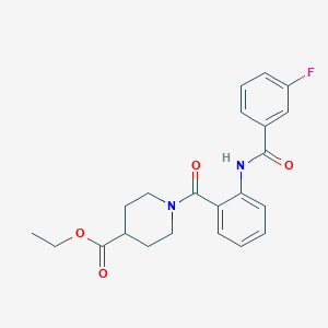 molecular formula C22H23FN2O4 B3984249 ethyl 1-{2-[(3-fluorobenzoyl)amino]benzoyl}-4-piperidinecarboxylate 