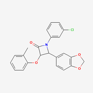 4-(1,3-benzodioxol-5-yl)-1-(3-chlorophenyl)-3-(2-methylphenoxy)-2-azetidinone