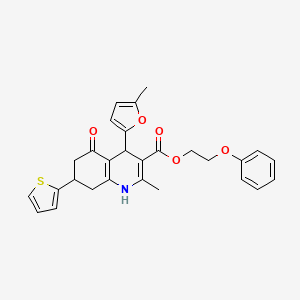 2-Phenoxyethyl 2-methyl-4-(5-methylfuran-2-yl)-5-oxo-7-(thiophen-2-yl)-1,4,5,6,7,8-hexahydroquinoline-3-carboxylate