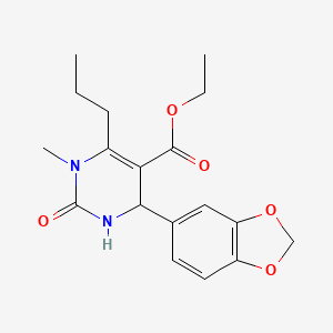 ethyl 4-(1,3-benzodioxol-5-yl)-1-methyl-2-oxo-6-propyl-1,2,3,4-tetrahydro-5-pyrimidinecarboxylate