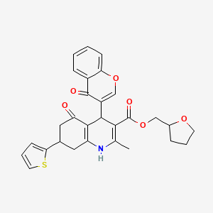 molecular formula C29H27NO6S B3984339 tetrahydro-2-furanylmethyl 2-methyl-5-oxo-4-(4-oxo-4H-chromen-3-yl)-7-(2-thienyl)-1,4,5,6,7,8-hexahydro-3-quinolinecarboxylate 