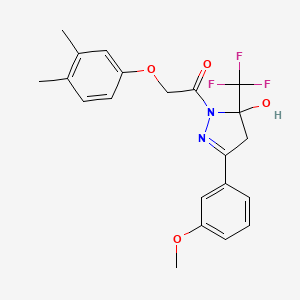 1-[(3,4-dimethylphenoxy)acetyl]-3-(3-methoxyphenyl)-5-(trifluoromethyl)-4,5-dihydro-1H-pyrazol-5-ol