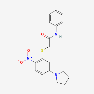 2-{[2-nitro-5-(1-pyrrolidinyl)phenyl]thio}-N-phenylacetamide