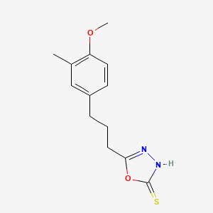 molecular formula C13H16N2O2S B3984392 5-[3-(4-methoxy-3-methylphenyl)propyl]-1,3,4-oxadiazole-2-thiol 