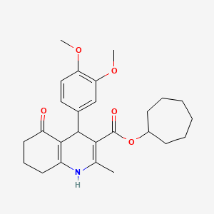 molecular formula C26H33NO5 B3984416 cycloheptyl 4-(3,4-dimethoxyphenyl)-2-methyl-5-oxo-1,4,5,6,7,8-hexahydro-3-quinolinecarboxylate 