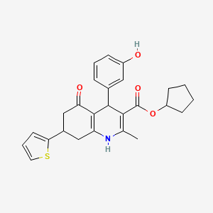 cyclopentyl 4-(3-hydroxyphenyl)-2-methyl-5-oxo-7-(2-thienyl)-1,4,5,6,7,8-hexahydro-3-quinolinecarboxylate