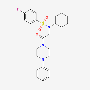 N-cyclohexyl-4-fluoro-N-[2-oxo-2-(4-phenyl-1-piperazinyl)ethyl]benzenesulfonamide