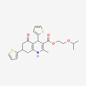 2-(Propan-2-yloxy)ethyl 2-methyl-5-oxo-4,7-di(thiophen-2-yl)-1,4,5,6,7,8-hexahydroquinoline-3-carboxylate