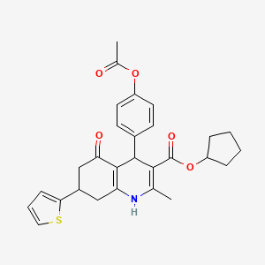 Cyclopentyl 4-[4-(acetyloxy)phenyl]-2-methyl-5-oxo-7-(thiophen-2-yl)-1,4,5,6,7,8-hexahydroquinoline-3-carboxylate