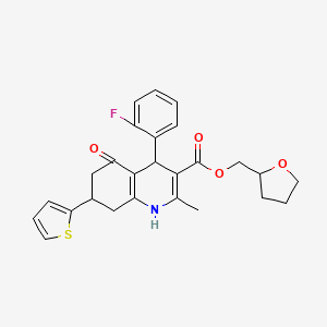 tetrahydro-2-furanylmethyl 4-(2-fluorophenyl)-2-methyl-5-oxo-7-(2-thienyl)-1,4,5,6,7,8-hexahydro-3-quinolinecarboxylate