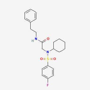 molecular formula C22H27FN2O3S B3984516 N~2~-cyclohexyl-N~2~-[(4-fluorophenyl)sulfonyl]-N~1~-(2-phenylethyl)glycinamide 