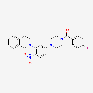 molecular formula C26H25FN4O3 B3984559 2-{5-[4-(4-fluorobenzoyl)-1-piperazinyl]-2-nitrophenyl}-1,2,3,4-tetrahydroisoquinoline 