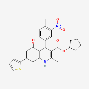 cyclopentyl 2-methyl-4-(4-methyl-3-nitrophenyl)-5-oxo-7-(2-thienyl)-1,4,5,6,7,8-hexahydro-3-quinolinecarboxylate